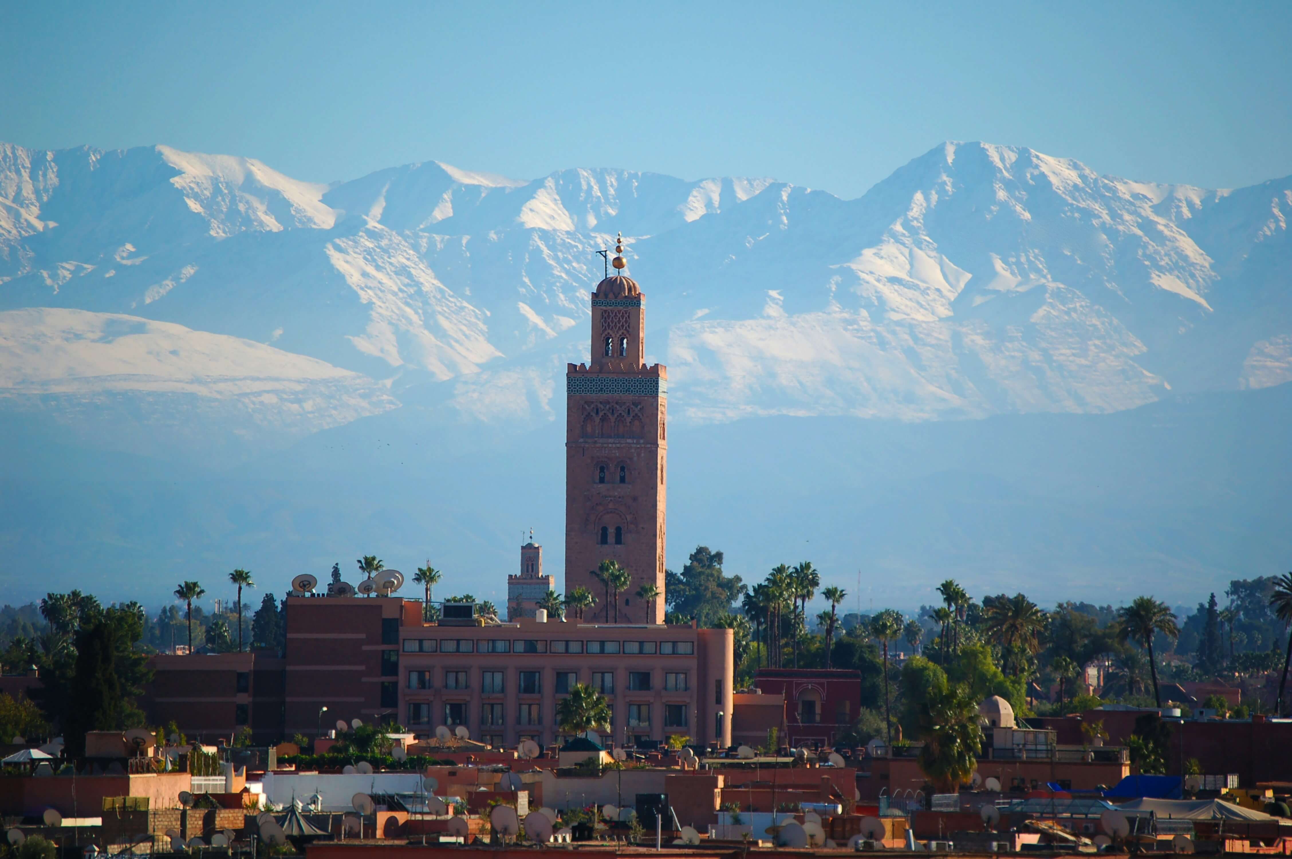 The Koutoubia Mosque in Marrakech at dusk