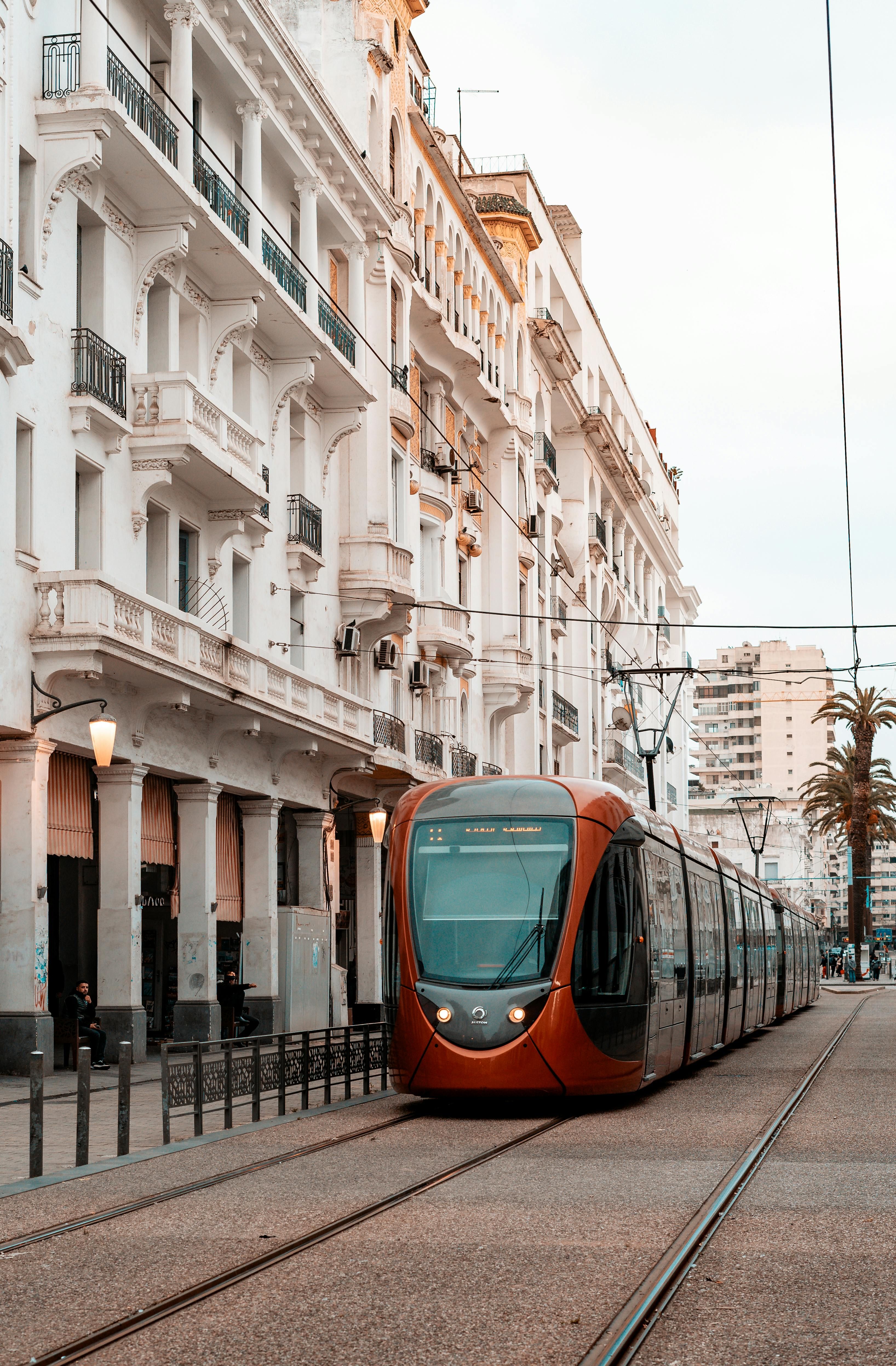 tramway in Casablanca with the TGV station in the background
